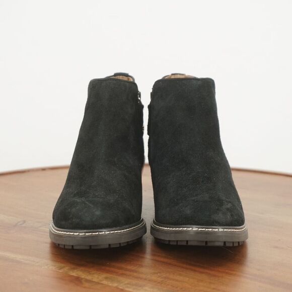 Sam Edelman Womens Pryce Ankle Boots Black Suede Block Heel Zip Up Size 6.5M - Picture 3 of 10